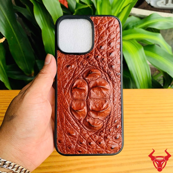 Ốp iPhone 16 Pro Max da đà điểu, cá sấu, trăn cao cấp Ốp handmade iPhone 16 Pro Max bằng da thật
