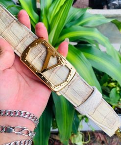 TSK126 – Thắt Lưng Cá Sấu Bạch Tạng Khóa Chữ V Đẳng Cấp