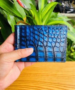 Ví Patina Xanh Dương Cá Sấu Thật | Thiết Kế Tối Giản, Cao Cấp