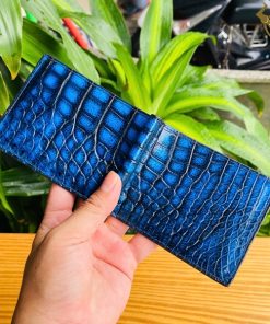 Ví Cá Sấu Kẹp Tiền Xanh Dương Patina – Nhỏ Gọn, Tinh Tế