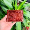 Ví da cá sấu kẹp tiền màu nâu đỏ đậm cho doanh nhân