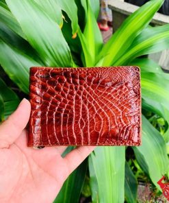 Ví da cá sấu kẹp tiền màu nâu đỏ đậm cho doanh nhân