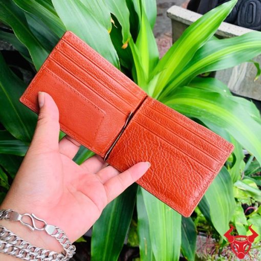 Ví nam kẹp tiền cá sấu màu nâu đỏ sậm sang trọng