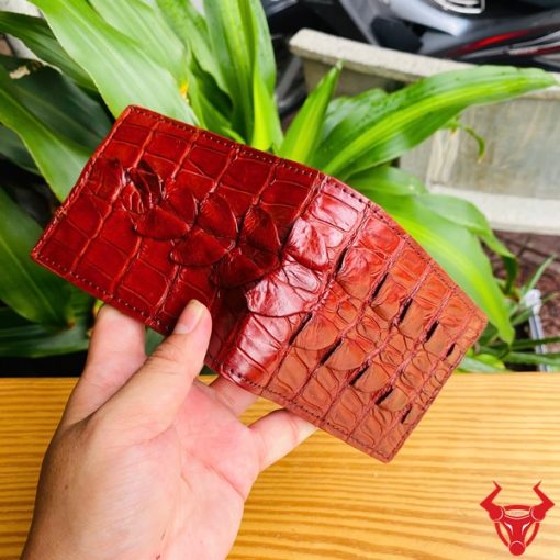 Ví Da Cá Sấu Mini VFA2 Màu Nâu Đỏ Đẳng Cấp