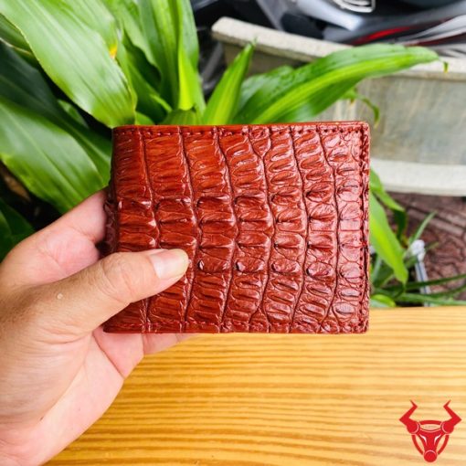 Ví Da Cá Sấu Mini VFA1 Màu Nâu Đỏ Sang Trọng