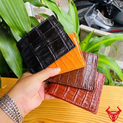 Ví Mini VFA8 Da Bụng Cá Sấu Màu Nâu Đen Sang Trọng