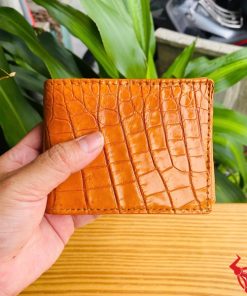 Ví Mini VFA8 Da Bụng Cá Sấu Màu Vàng Cam Sang Trọng