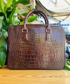 Cặp doanh nhân da cá sấu cao cấp màu nâu CSA8