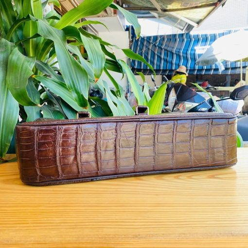 Cặp xách da cá sấu thủ công cao cấp CSA8 màu nâu đất