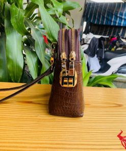 Clutch da cá sấu thật 100% cho nam giới, màu nâu đất