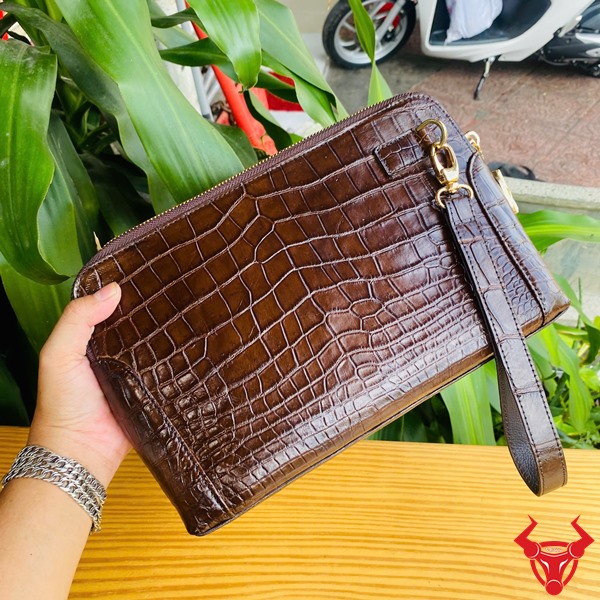 Ví Cầm Tay Nam Da Cá Sấu Bảo Mật, Lịch Lãm CIAA8 Clutch da cá sấu cao cấp CIAA8 dành cho doanh nhân
