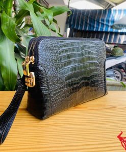 Ví cầm tay nam cao cấp da cá sấu đen chính hãng CIAA8