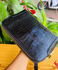 Clutch nam sang trọng da cá sấu đen CIAA8