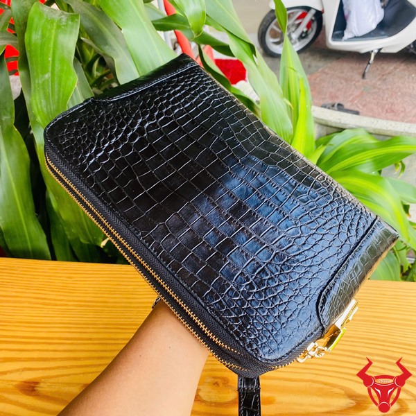 Phụ Kiện Nam Da Cá Sấu Thật CIAA8 Mạnh Mẽ Và Lịch Lãm Clutch nam sang trọng da cá sấu đen CIAA8