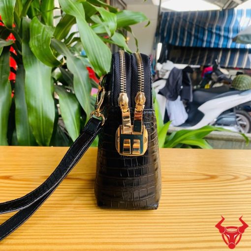 Clutch đựng tài liệu nam da cá sấu cao cấp màu đen CIAA8