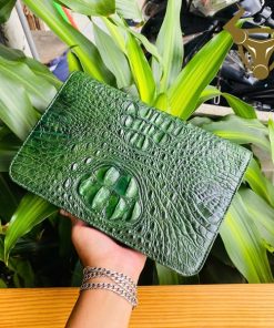 Clutch nam da cá sấu CAA4 xanh lá – gù lưng đôi đẳng cấp