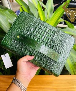 Ví clutch da cá sấu thật màu xanh lá cao cấp – CAA4
