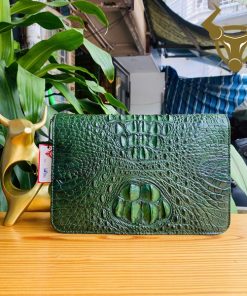 Clutch cầm tay da cá sấu màu xanh lá 2 khuôn CAA4