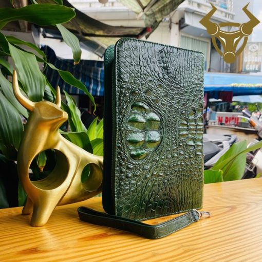 Clutch nam xanh lá da cá sấu 2 khuôn – tinh tế & đẳng cấp