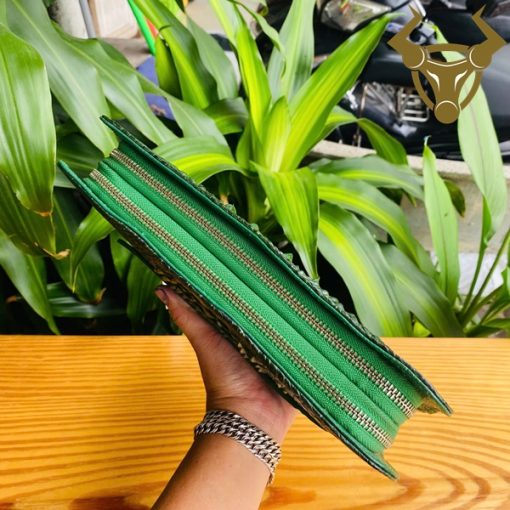 Ví cầm tay nam da cá sấu màu xanh lá – Clutch CAA4