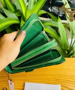Clutch nam da cá sấu thật gù đôi màu xanh lá – CAA4