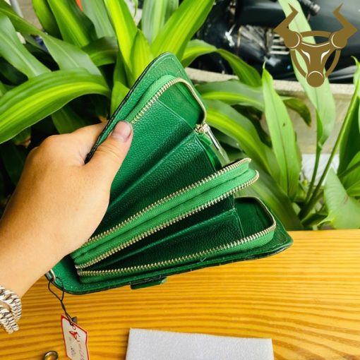 Clutch nam da cá sấu thật gù đôi màu xanh lá – CAA4