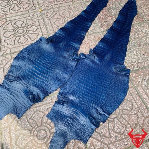 Da cá sấu xanh navy nguyên tấm vân đẹp bỏ gai