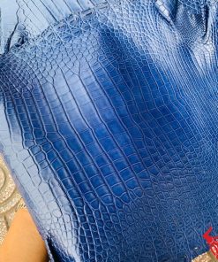 Da cá sấu thuộc bỏ gai màu navy làm đồ thủ công cao cấp