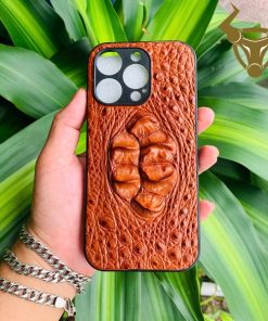 Ốp Lưng Da Gù Cá Sấu Nâu Đỏ – Đẳng Cấp Sang Trọng Cho iPhone 16 Pro
