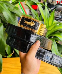 Dây nịt da cá sấu liền FBA9B2 – vân da bóng đẹp tự nhiên.