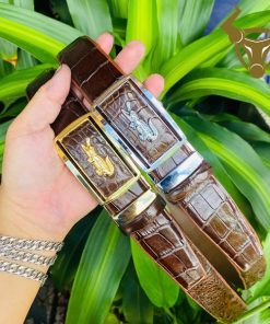 Thắt lưng da cá sấu TLA4B2 dây liền bản 3.5cm tinh tế.
