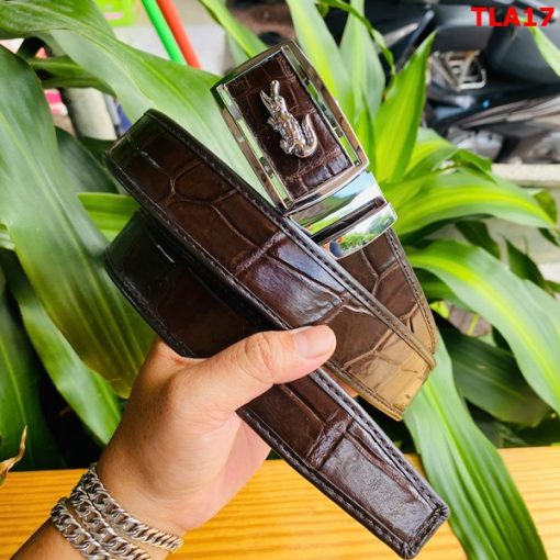 Thắt lưng da cá sấu màu nâu đất cao cấp lịch lãm.