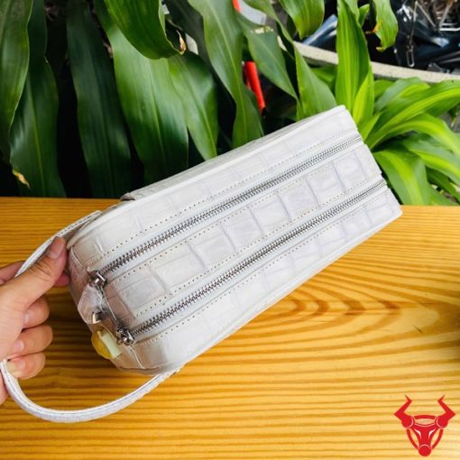 Clutch xách tay da cá sấu bạch tạng CGA8 – thủ công nghệ thuật.