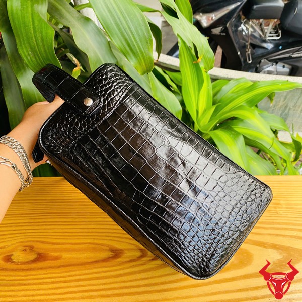 Túi Clutch Nam Da Cá Sấu Đen Đẳng Cấp Doanh Nhân Túi xách tay nam da cá sấu CGA8 đen đậm chất thời trang.