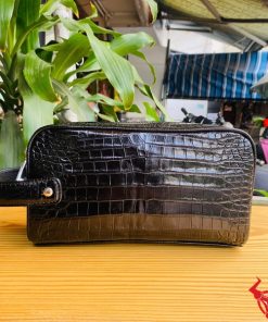 Túi clutch da cá sấu màu đen CGA8 phong cách quý ông sang trọng.
