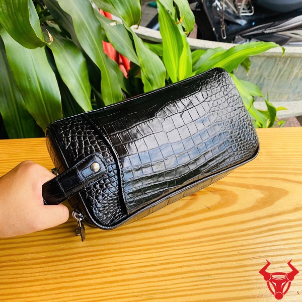 Clutch Xách Tay Nam Cao Cấp – Da Cá Sấu Màu Đen Túi xách tay cao cấp cho nam bằng da cá sấu CGA8.