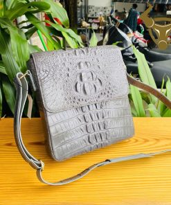 Túi đeo iPad da cá sấu TIBA4 màu xám – thời trang & tiện dụng