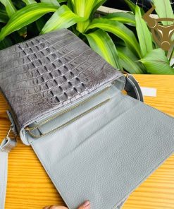 Túi da cá sấu đựng iPad màu xám – thời trang nam cao cấp