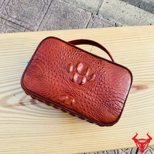Clutch golf nam da gù cá sấu thật CJA4 nâu đỏ
