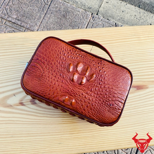 Túi Xách Tay Da Cá Sấu Gù CJA4 Màu Nâu Đỏ Thời Trang Clutch golf nam da gù cá sấu thật CJA4 nâu đỏ