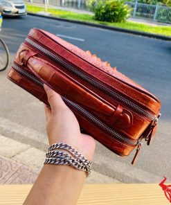 Túi golf thời trang da cá sấu gù cao cấp CJA4 màu nâu đỏ