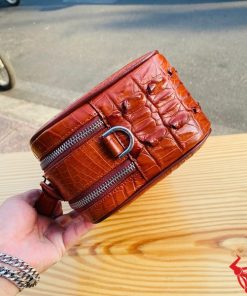 Túi xách tay nam cao cấp da cá sấu gù màu nâu đỏ