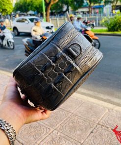 Túi xách tay thể thao da gù cá sấu xám sang trọng