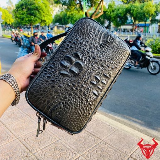 Túi golf da cá sấu gù xám CJA4 sang trọng cho nam