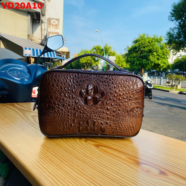 Clutch Nam Cao Cấp Da Cá Sấu Gù Chính Hãng Màu Nâu Đất Túi xách nam phong cách doanh nhân da cá sấu nâu đất