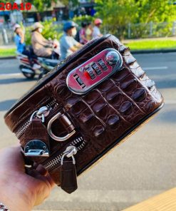 Túi xách golf nam cao cấp da cá sấu nâu đất CJA4