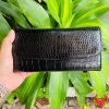 Ví 3 gấp da cá sấu bụng đen BLAA8 thời trang cao cấp