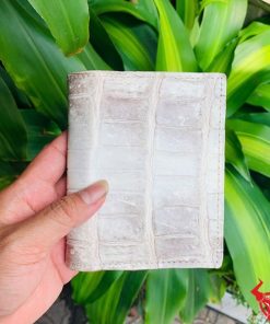 Chiếc ví form đứng da cá sấu bạch tạng, biểu tượng của sự cao cấp và thời trang.
