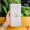 Ví cầm tay nữ da cá sấu bạch tạng sang trọng hai gấp BYA8