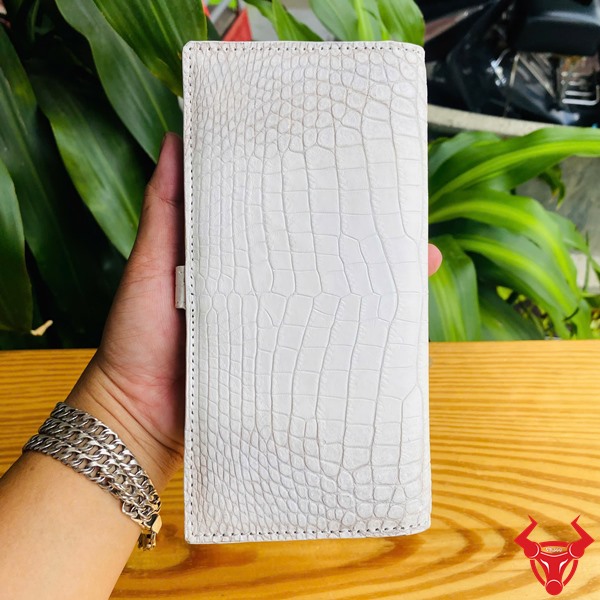 Ví Nữ Thời Trang Tinh Tế Từ Da Cá Sấu Bạch Tạng Ví cầm tay nữ BYA8 da cá sấu trắng thanh lịch
